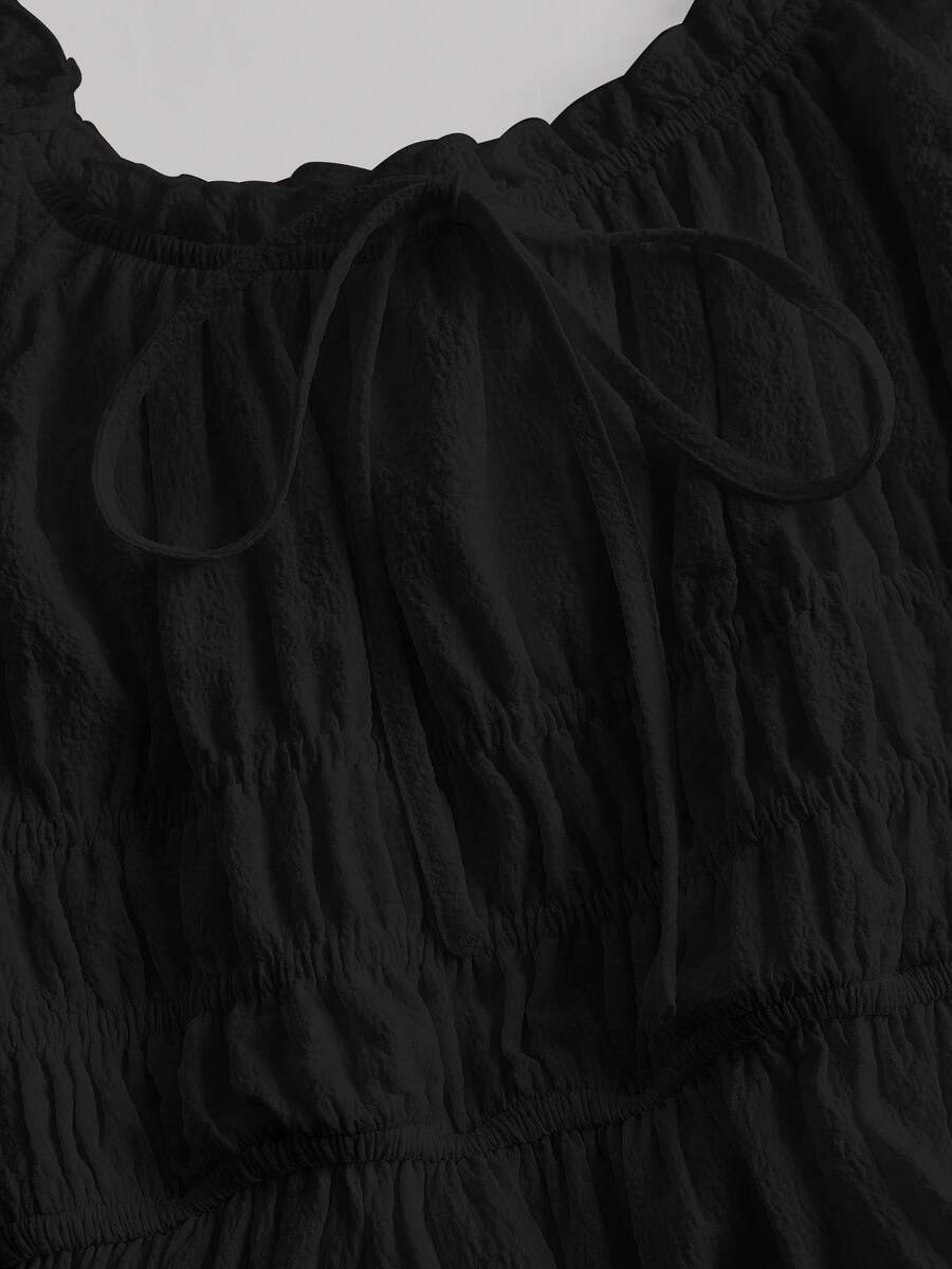 Women's Solid Color Pleated Summer Dress Simple Elegant Daily Wear Outfit Pastel Minimalist Vacation Clothing For Women Casual Style