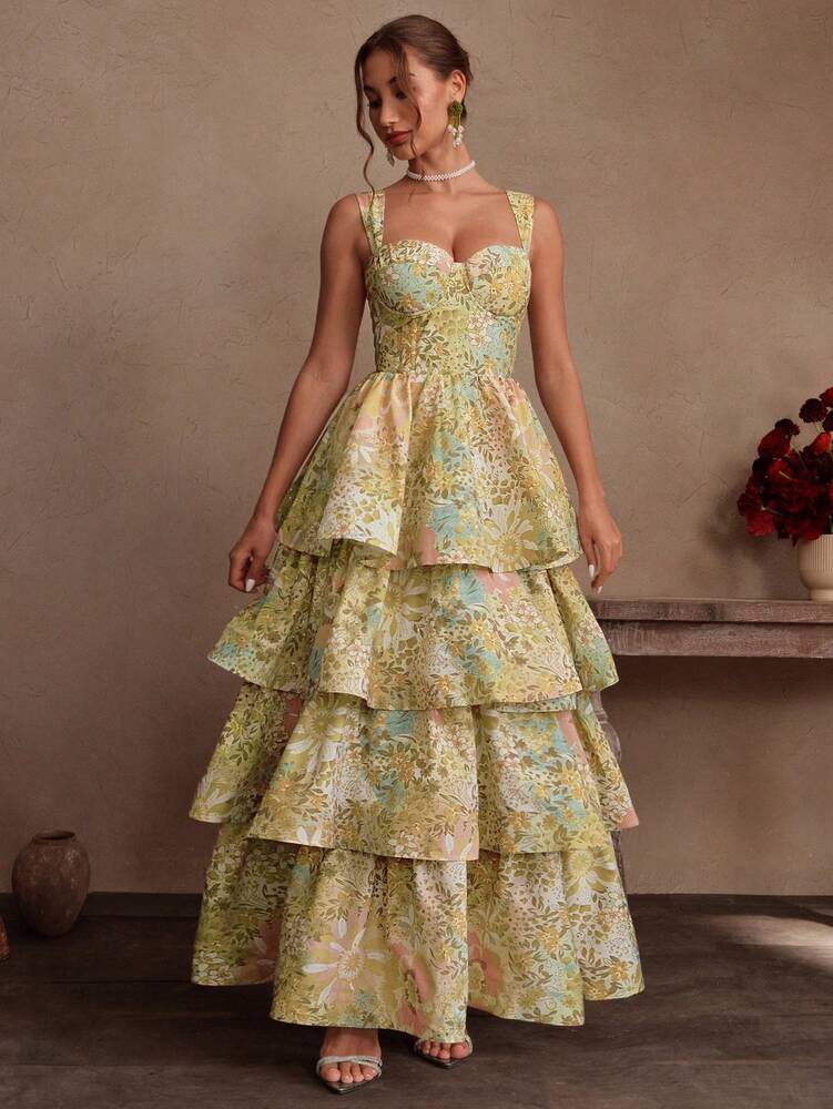 Women's Rhinestone Bustier Tiered Dress Elegant Sexy Outfit Summer Vacation Holiday Festival Evening Party Clothing For Women Casual