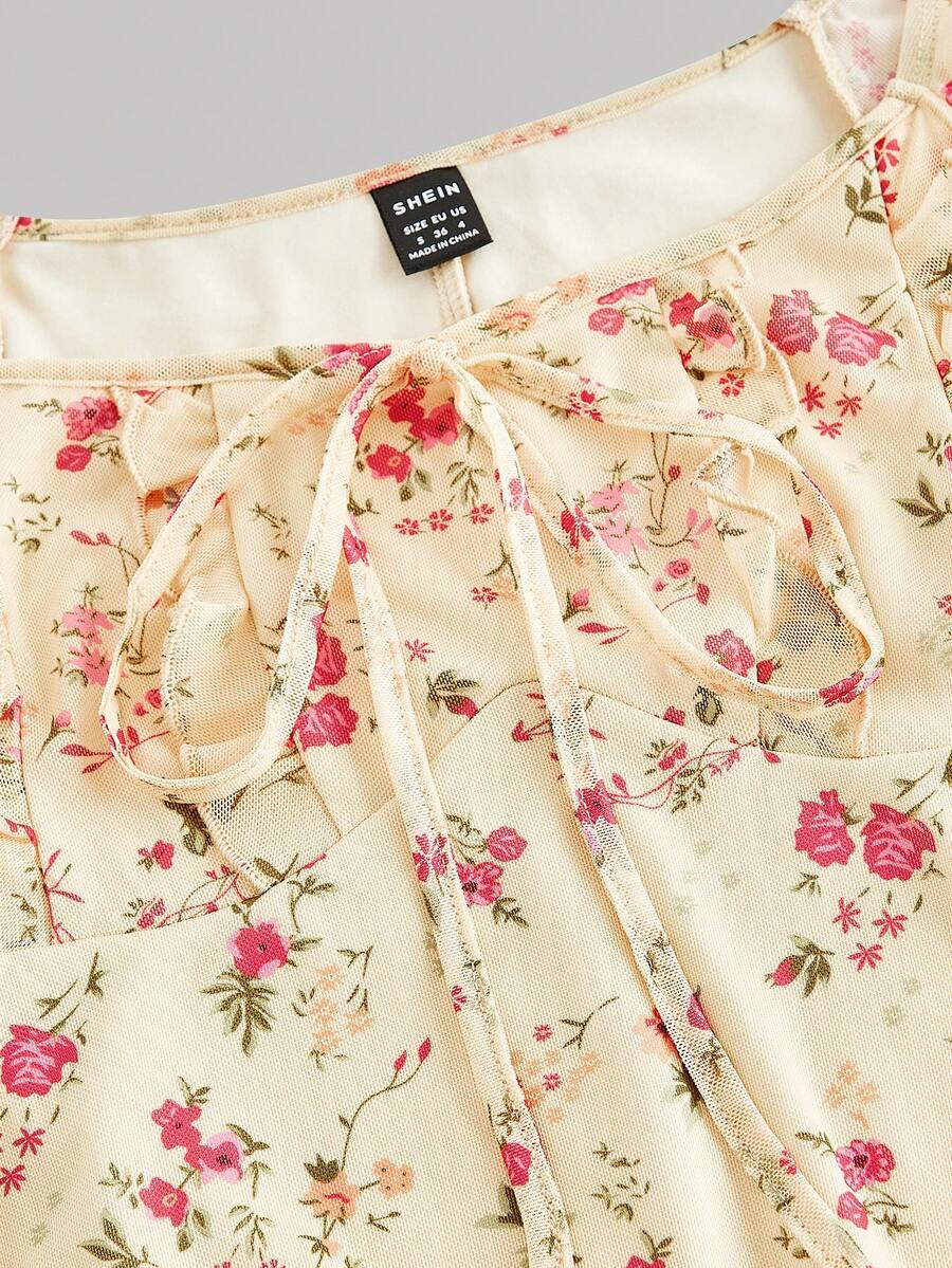 Women's Apricot Ditsy Floral Long Summer Dress Elegant Casual Vacation Outfit Holiday Beachwear Maxi Dress For Women Fashion Style