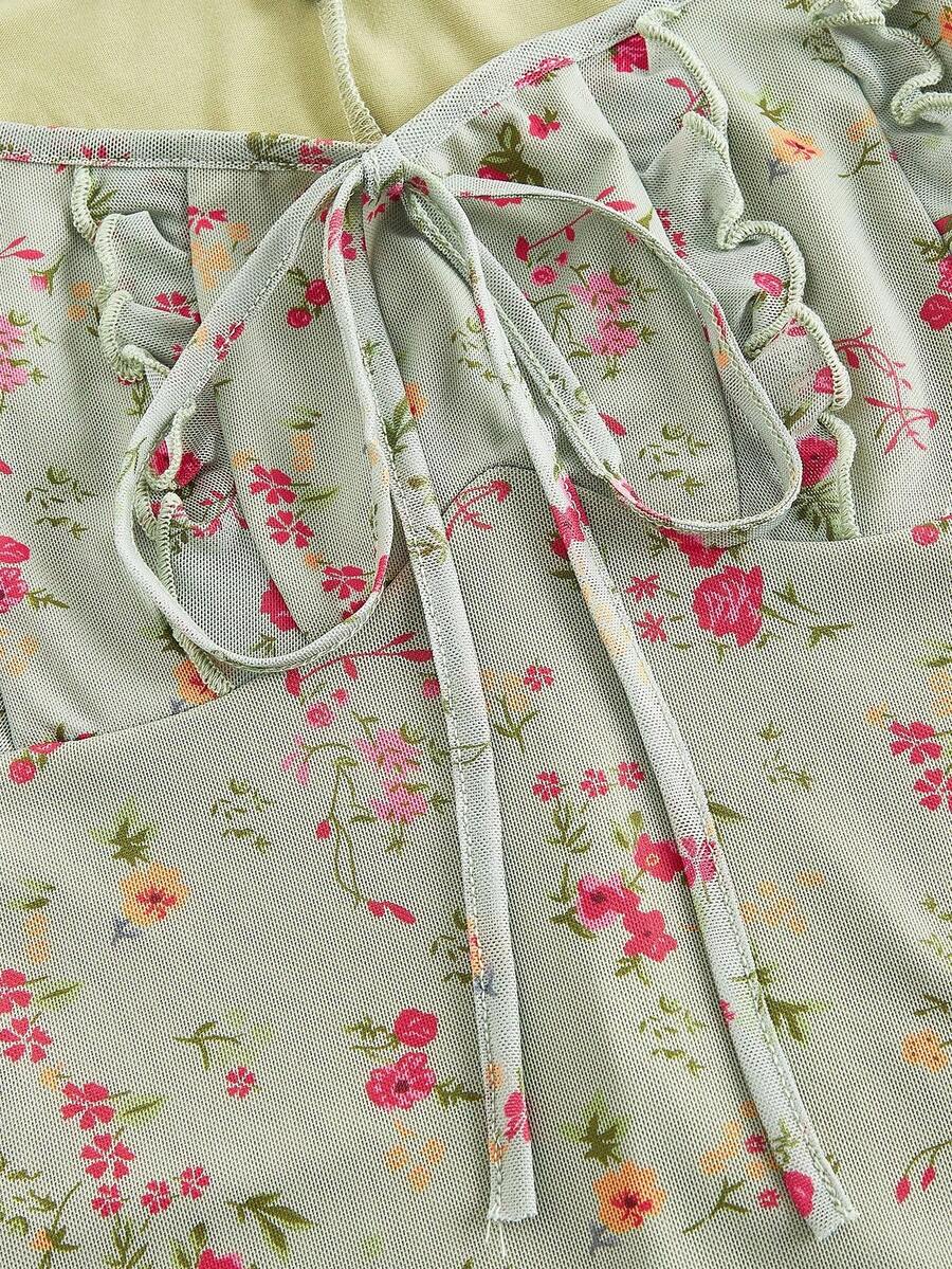 Women's Apricot Ditsy Floral Long Summer Dress Elegant Casual Vacation Outfit Holiday Beachwear Maxi Dress For Women Fashion Style