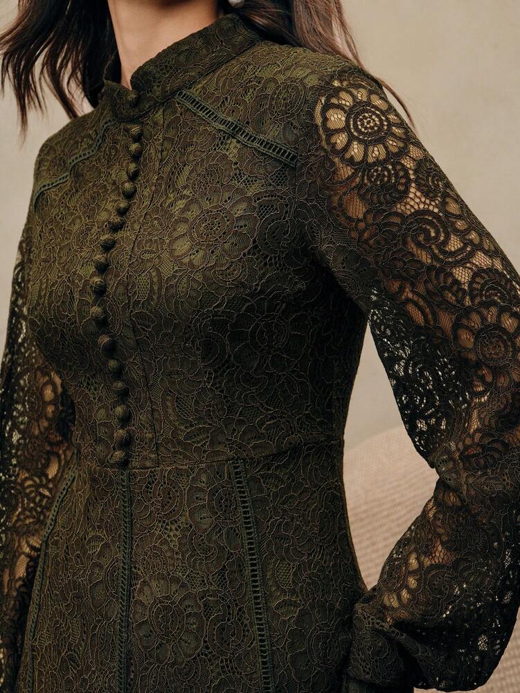 Women's Burgundy Lace Maxi Dress Elegant Long Sleeve Outfit Casual Party Wear Vacation Holiday Spring Summer Festival Evening Gown