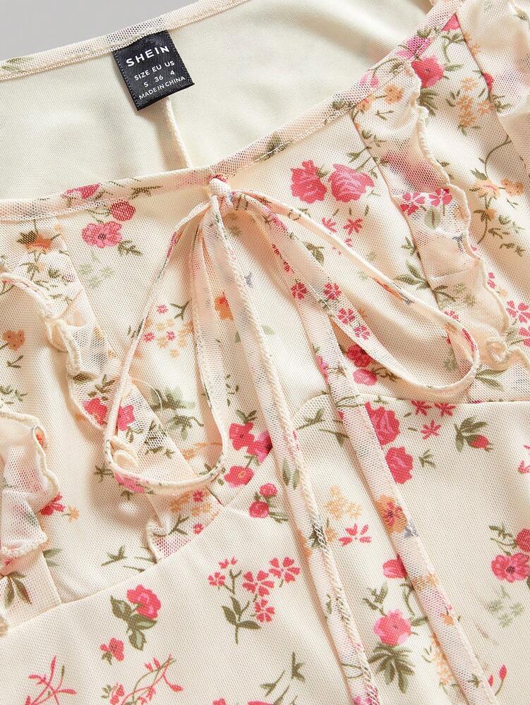Women's Apricot Ditsy Floral Long Summer Dress Elegant Casual Vacation Outfit Holiday Beachwear Maxi Dress For Women Fashion Style