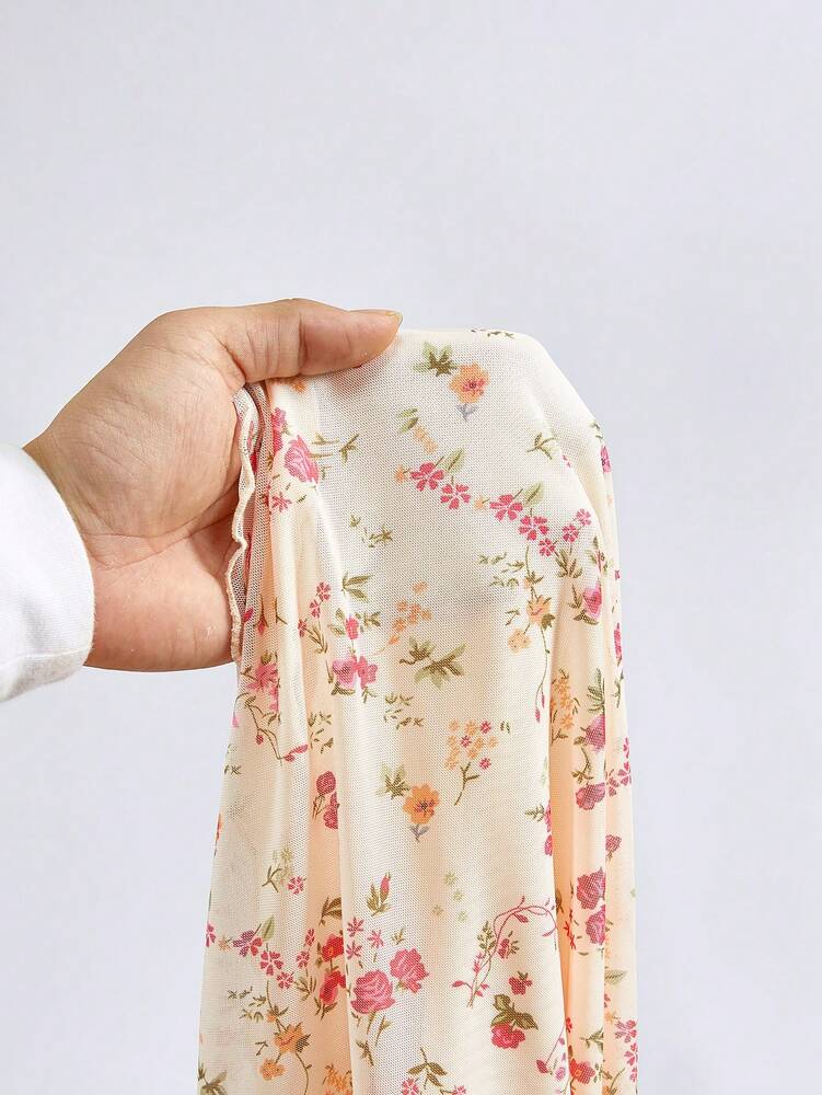 Women's Apricot Ditsy Floral Long Summer Dress Elegant Casual Vacation Outfit Holiday Beachwear Maxi Dress For Women Fashion Style
