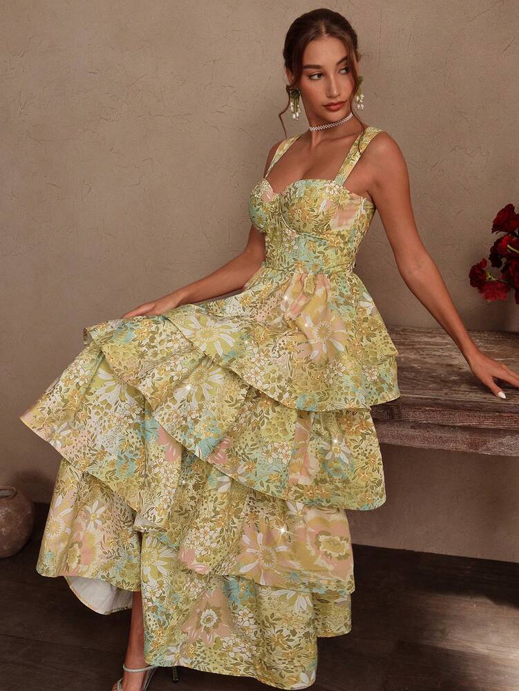 Women's Rhinestone Bustier Tiered Dress Elegant Sexy Outfit Summer Vacation Holiday Festival Evening Party Clothing For Women Casual